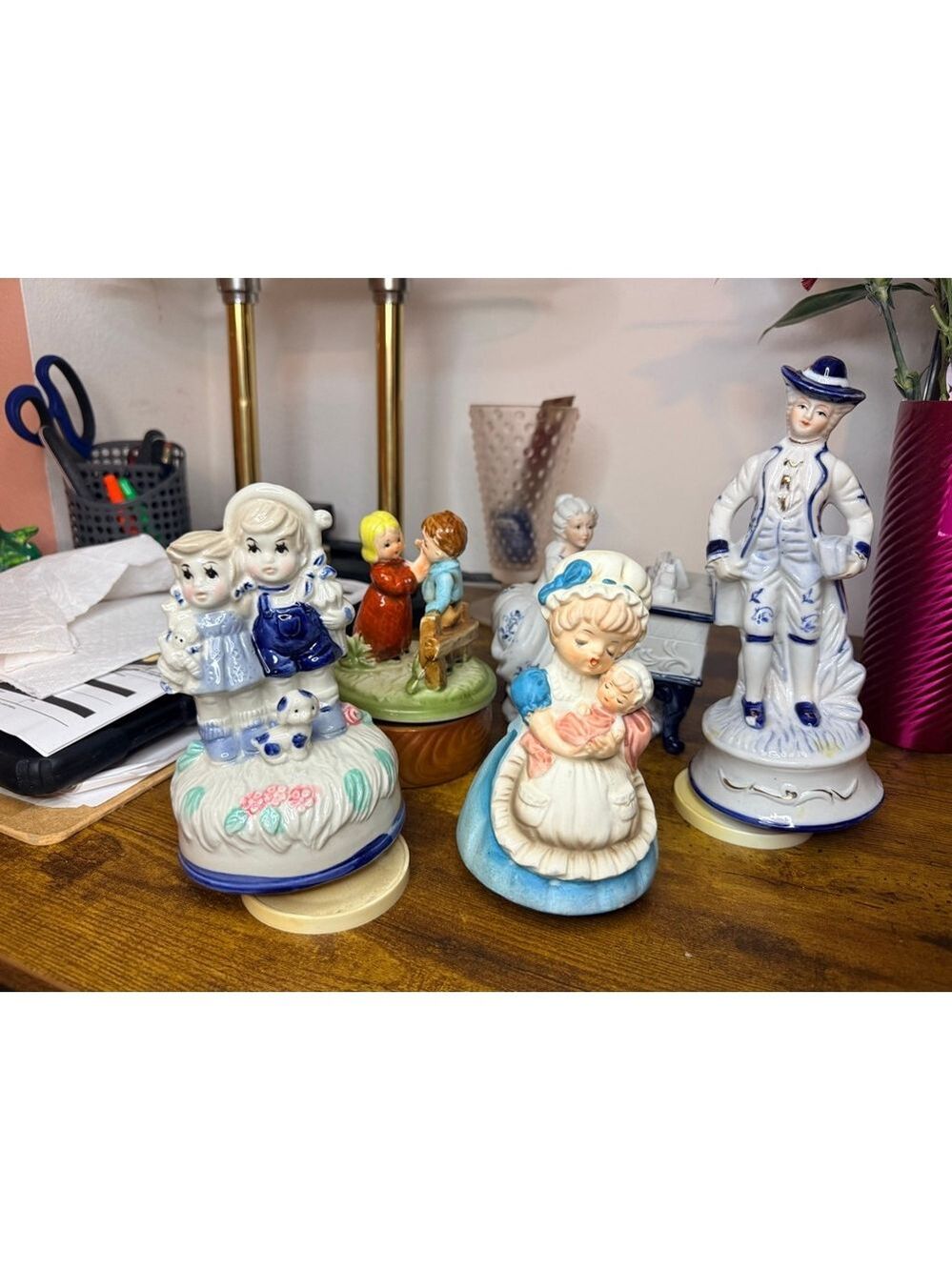 Vintage wind up musical Man woman piano boy girl baby 5 pieces 4 musical - Picture 11 of 16